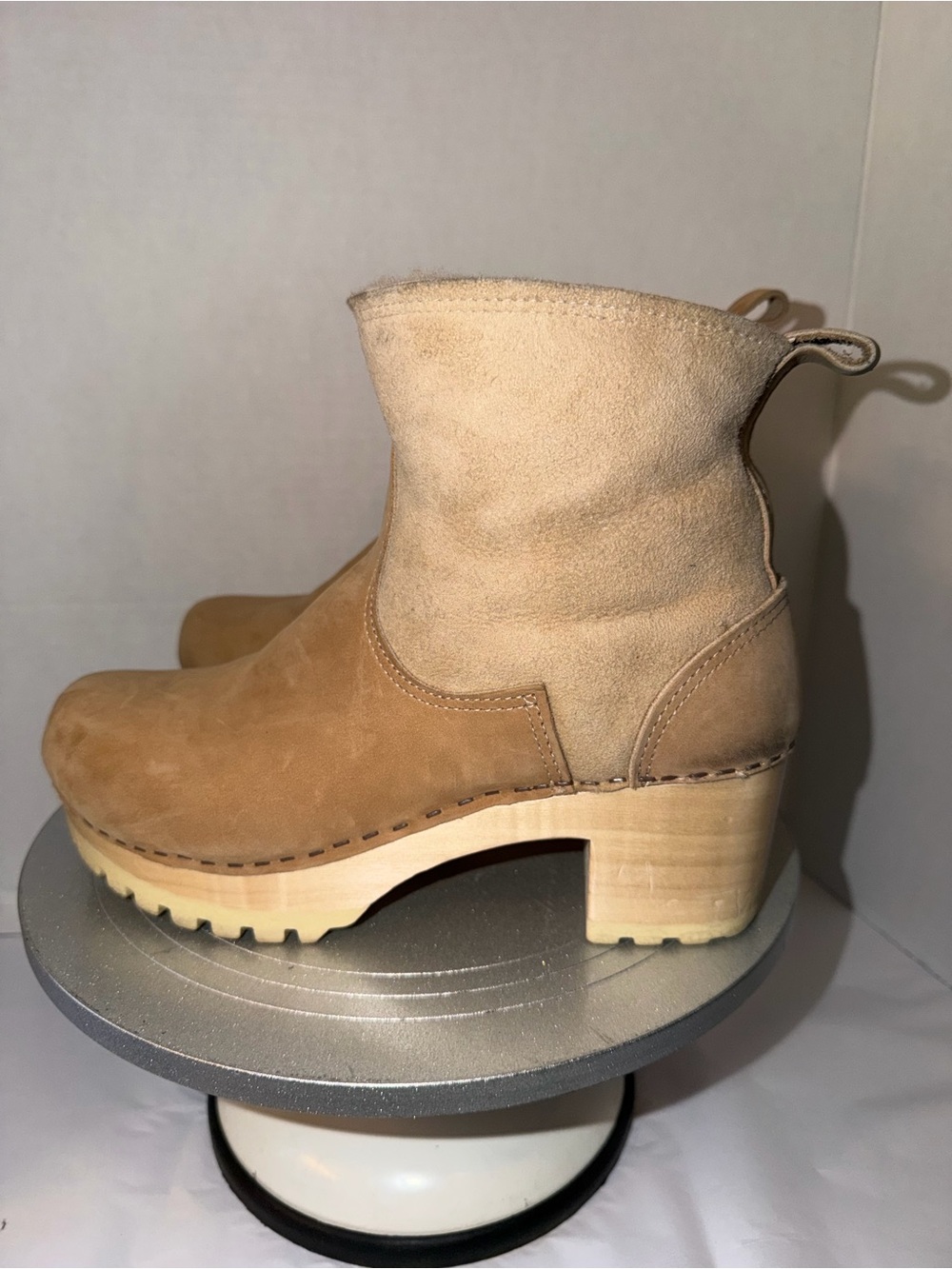 No.6 Shearling Clog Boots Tan Suede /Leather Sz 40,9 Women’s